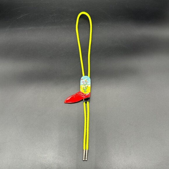 Western Bolo Tie Hand Painted Wooden Christmas Cowboy Boot Cactus Retro Kitsch - Picture 3 of 6